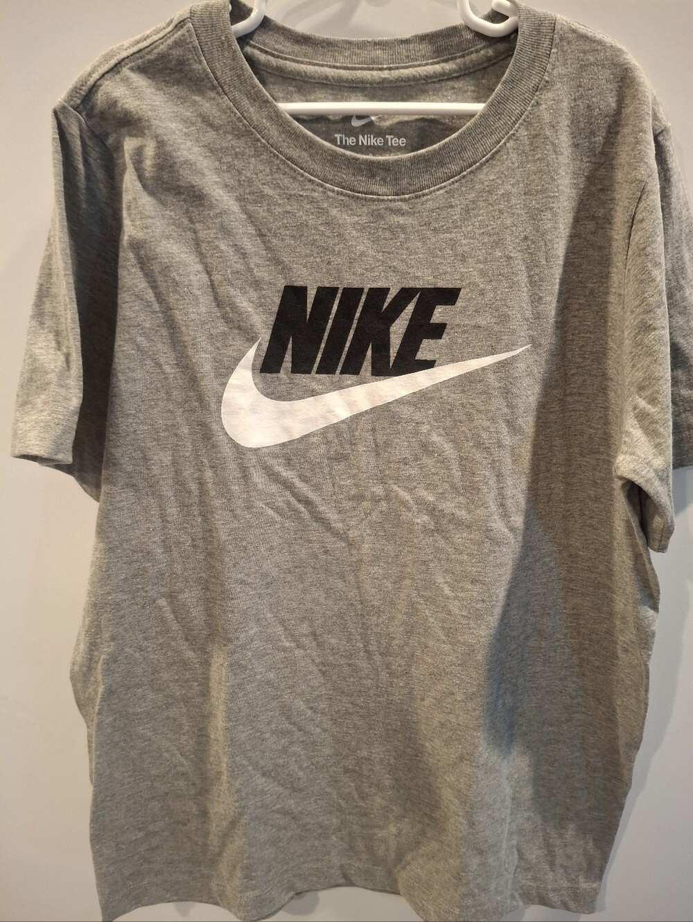 Nike Gray Tee with Black and White Swoosh Logo